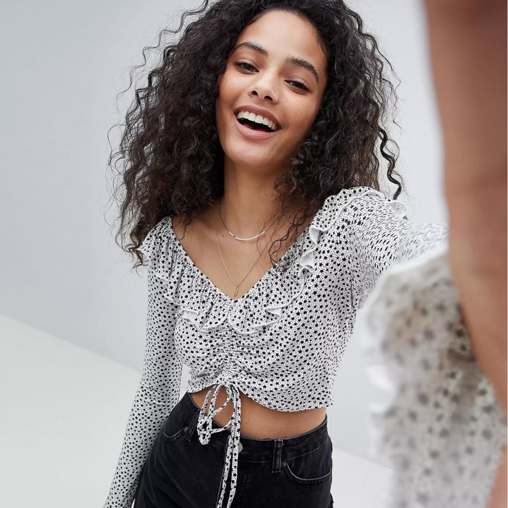 Asos star crop long sleeve top